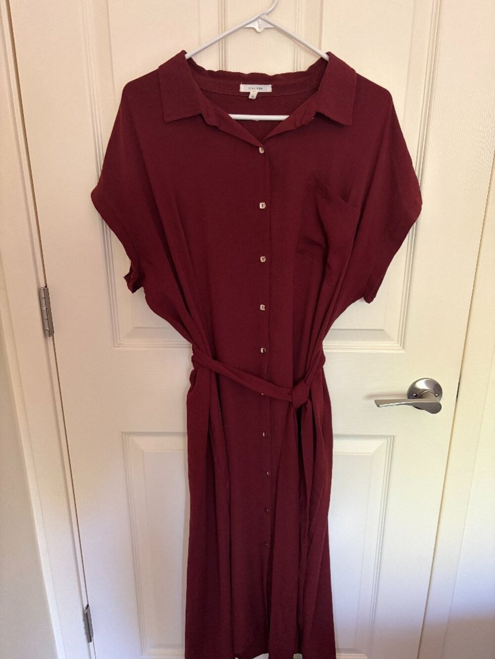 Maroon Midi Shirt-Dress - Maurices